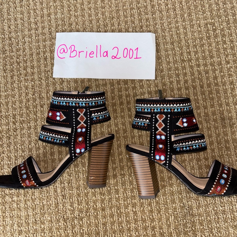 Embroidered Aztec Tribal Forever 21 Heels y2k